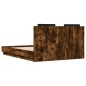 vidaXL Cama con cabecero madera de ingeniería roble ahumado 135x190 cm vidaXL Cama con cabecero madera de ingeniería roble ahumado 135x190 cm
