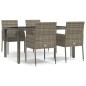 vidaXL Set comedor de jardín 5 piezas con cojines ratán sintético gris vidaXL Set comedor de jardín 5 piezas con cojines ratán sintético gris
