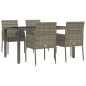 vidaXL Set comedor de jardín 5 piezas con cojines ratán sintético gris vidaXL Set comedor de jardín 5 piezas con cojines ratán sintético gris