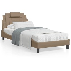 vidaXL Estructura de cama con LED cuero sintético capuchino 90x200 cm