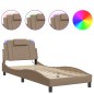 vidaXL Estructura de cama con LED cuero sintético capuchino 90x200 cm vidaXL Estructura de cama con LED cuero sintético capuchino 90x200 cm