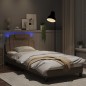 vidaXL Estructura de cama con LED cuero sintético capuchino 90x200 cm vidaXL Estructura de cama con LED cuero sintético capuchino 90x200 cm