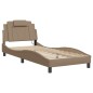 vidaXL Estructura de cama con LED cuero sintético capuchino 90x200 cm vidaXL Estructura de cama con LED cuero sintético capuchino 90x200 cm