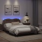 vidaXL Estructura cama con luces LED cuero sintético marrón 120x200 cm