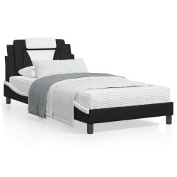 vidaXL Estructura cama con LED cuero sintético negro blanco 100x200 cm