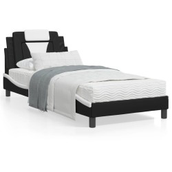 vidaXL Estructura cama con LED cuero sintético negro blanco 80x200 cm
