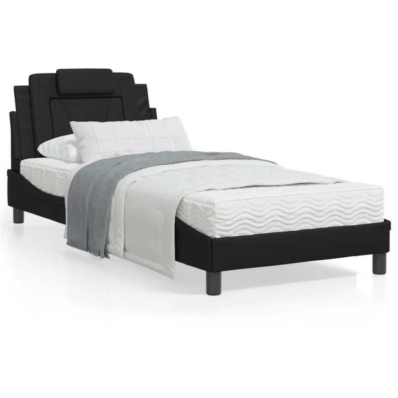 vidaXL Estructura cama con luces LED cuero sintético negro 90x190 cm vidaXL Estructura cama con luces LED cuero sintético negro 90x190 cm