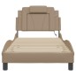 vidaXL Estructura de cama con LED cuero sintético capuchino 90x190 cm vidaXL Estructura de cama con LED cuero sintético capuchino 90x190 cm