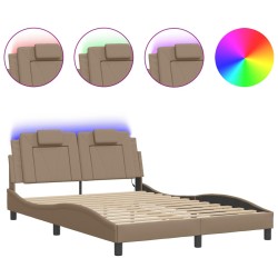 vidaXL Estructura de cama con LED cuero sintético capuchino 120x200 cm
