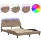 vidaXL Estructura de cama con LED cuero sintético capuchino 120x200 cm vidaXL Estructura de cama con LED cuero sintético capuchino 120x200 cm