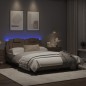 vidaXL Estructura de cama con LED cuero sintético capuchino 120x200 cm vidaXL Estructura de cama con LED cuero sintético capuchino 120x200 cm