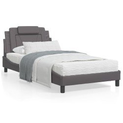 vidaXL Estructura cama con luces LED cuero sintético gris 100x200 cm