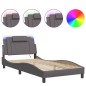 vidaXL Estructura cama con luces LED cuero sintético gris 100x200 cm vidaXL Estructura cama con luces LED cuero sintético gris 100x200 cm