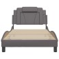 vidaXL Estructura cama con luces LED cuero sintético gris 100x200 cm vidaXL Estructura cama con luces LED cuero sintético gris 100x200 cm