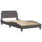 vidaXL Estructura cama con luces LED cuero sintético gris 100x200 cm vidaXL Estructura cama con luces LED cuero sintético gris 100x200 cm