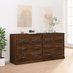 vidaXL Aparadores 2 piezas madera contrachapada marrón roble