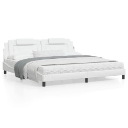 vidaXL Estructura cama con luces LED cuero sintético blanco 200x200 cm
