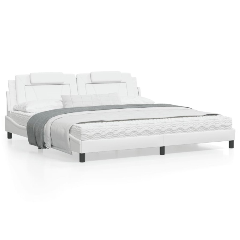 vidaXL Estructura cama con luces LED cuero sintético blanco 200x200 cm