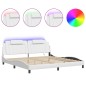 vidaXL Estructura cama con luces LED cuero sintético blanco 200x200 cm