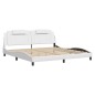 vidaXL Estructura cama con luces LED cuero sintético blanco 200x200 cm