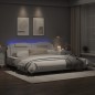 vidaXL Estructura cama con luces LED cuero sintético blanco 200x200 cm