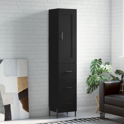 vidaXL Aparador de madera contrachapada negro 34,5x34x180 cm