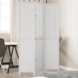 vidaXL Biombo separador de 3 paneles madera maciza Paulownia blanco