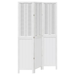 vidaXL Biombo separador de 3 paneles madera maciza Paulownia blanco