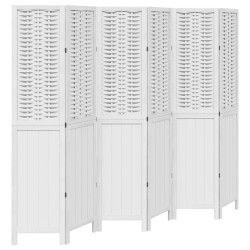 vidaXL Biombo separador de 6 paneles madera maciza Paulownia blanco