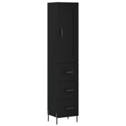 vidaXL Aparador de madera contrachapada negro 34,5x34x180 cm