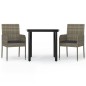 vidaXL Set comedor jardín 3 pzas y cojines ratán sintético negro gris vidaXL Set comedor jardín 3 pzas y cojines ratán sintético negro gris