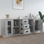 vidaXL Aparadores 3 piezas madera contrachapada gris hormigón vidaXL Aparadores 3 piezas madera contrachapada gris hormigón