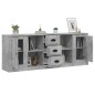 vidaXL Aparadores 3 piezas madera contrachapada gris hormigón vidaXL Aparadores 3 piezas madera contrachapada gris hormigón