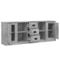 vidaXL Aparadores 3 piezas madera contrachapada gris hormigón vidaXL Aparadores 3 piezas madera contrachapada gris hormigón