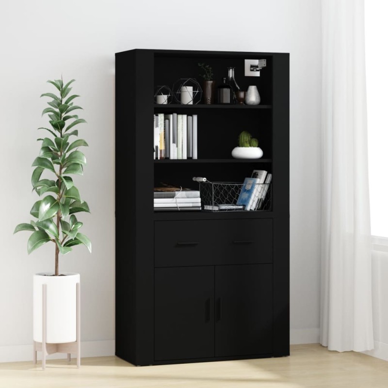 vidaXL Aparador alto madera contrachapada negro vidaXL Aparador alto madera contrachapada negro