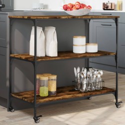 vidaXL Carrito de cocina madera ingeniería roble ahumado 102x50x95 cm