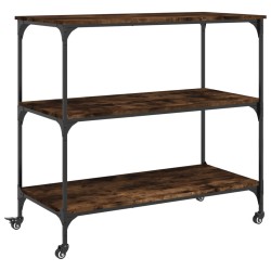 vidaXL Carrito de cocina madera ingeniería roble ahumado 102x50x95 cm