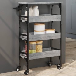 vidaXL Carrito de cocina madera de ingeniería gris Sonoma 53x20x76 cm