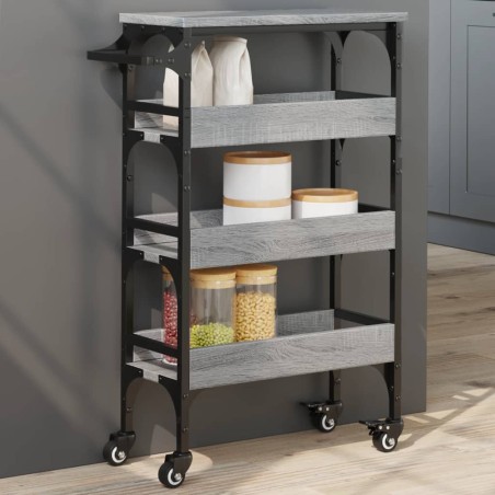 vidaXL Carrito de cocina madera de ingeniería gris Sonoma 53x20x76 cm