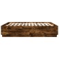 vidaXL Estructura cama con luces LED madera roble ahumado 200x200 cm