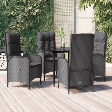 vidaXL Set de muebles jardín 5 pzas con cojines ratán sintético negro