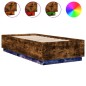 vidaXL Estructura cama con luces LED madera roble ahumado 100x200 cm