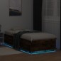 vidaXL Estructura cama con luces LED madera roble ahumado 100x200 cm