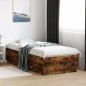 vidaXL Estructura cama con luces LED madera roble ahumado 100x200 cm
