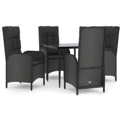 vidaXL Set de muebles jardín 5 pzas con cojines ratán sintético negro