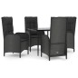 vidaXL Set de muebles jardín 5 pzas con cojines ratán sintético negro vidaXL Set de muebles jardín 5 pzas con cojines ratán sintético negro