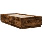 vidaXL Estructura cama con luces LED madera roble ahumado 100x200 cm