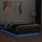 vidaXL Estructura cama con luces LED madera marrón roble 160x200 cm