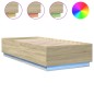 vidaXL Estructura de cama con luces LED madera roble Sonoma 90x200 cm vidaXL Estructura de cama con luces LED madera roble Sonoma 90x200 cm