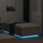 vidaXL Estructura de cama con luces LED madera roble Sonoma 90x200 cm vidaXL Estructura de cama con luces LED madera roble Sonoma 90x200 cm